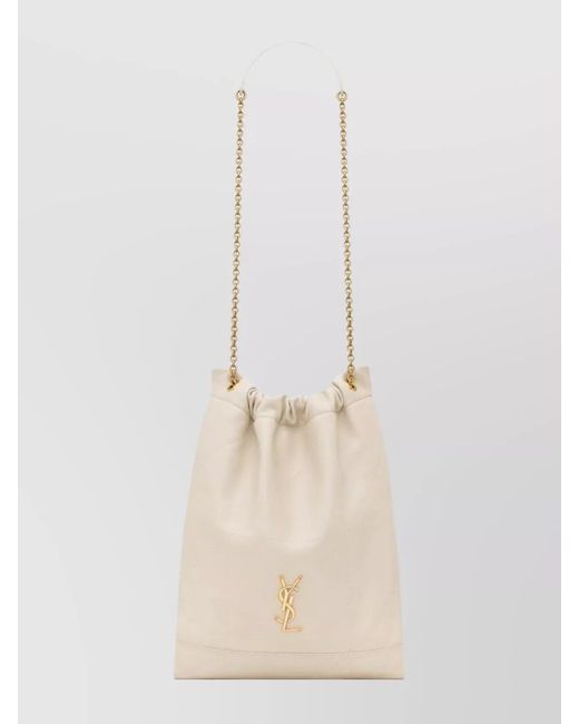Saint Laurent White Jamie Pochon Leather Shoulder Bag