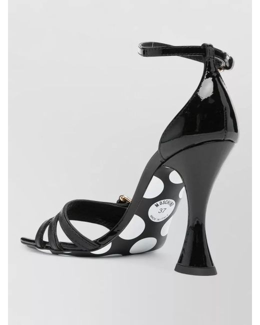 Moschino Black Heel Sandals Ankle Strap Open Toe