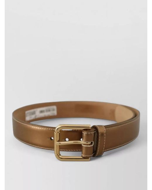 Dolce & Gabbana Brown Calf Leather Logo Waist Buckle Belt