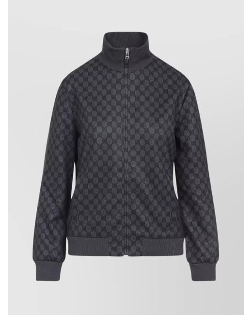 Gucci Blue Gg Logo Fullzip Sweatshirt