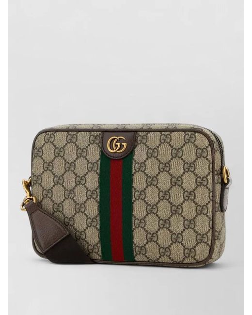 Gucci Gray Canvas Shoulder Bag Small Ophidia Clutch for men