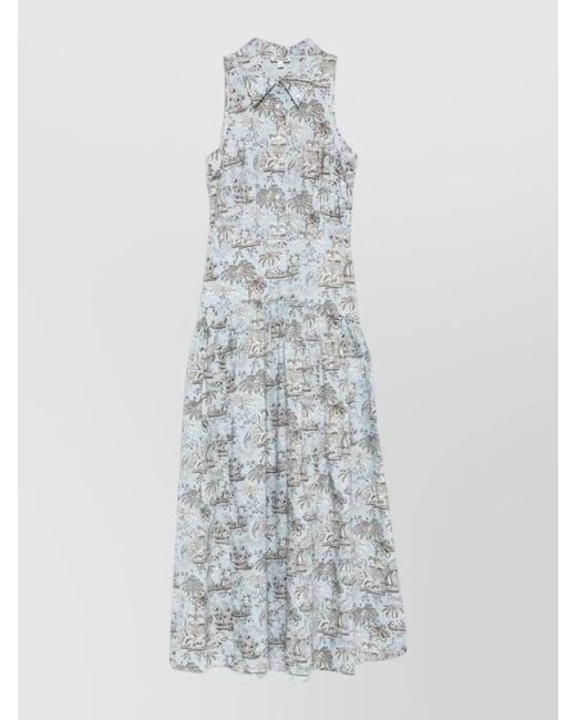 Staud White Romy Floral Sleeveless Maxi Polo Dress