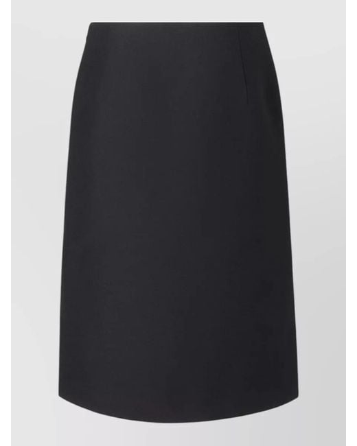 Fendi Blue Midi Skirt Slim Fit Side Slit Lined