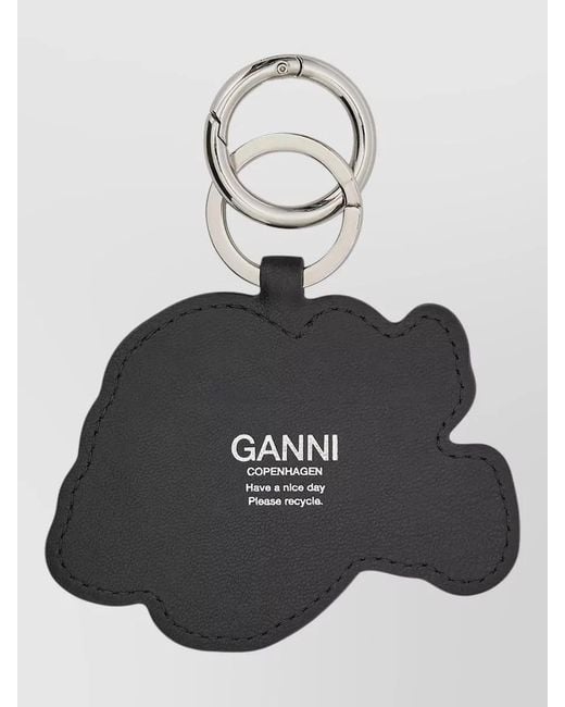 Ganni White Puppy Charm Keyring Heart Detail Dog
