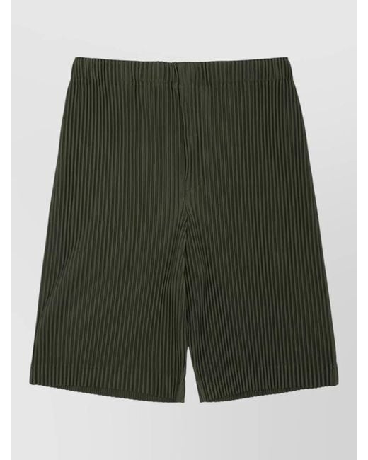 Homme Plissé Issey Miyake Green Pleated Design Straight Leg Tailored Pants for men