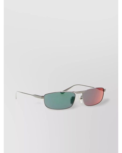 Balenciaga Green Metal Rectangle Sunglasses
