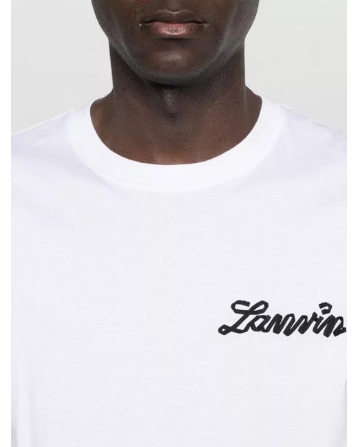 Lanvin White Cotton Logo-Print Short-Sleeve T-Shirt for men