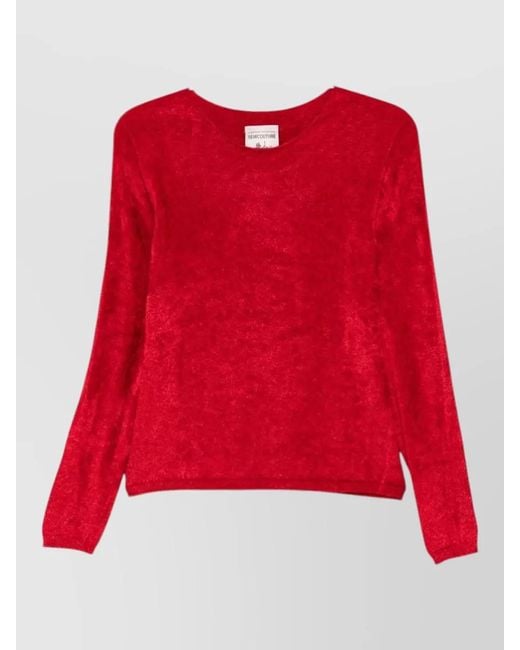 Semicouture Red Lettice Crewneck Sweater Regular Fit Long Sleeves