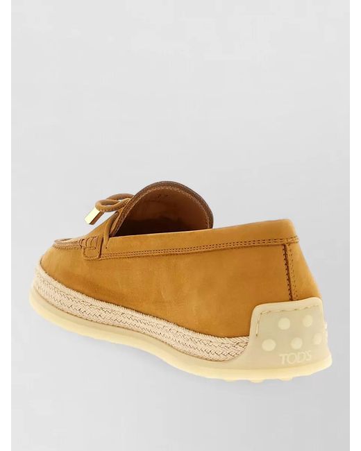 Tod's Brown Suede And Raffia Loafers