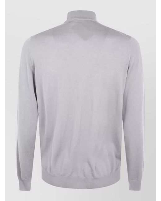 Filippo De Laurentis Gray Virgin Merino Wool Mock Turtleneck Jumper for men
