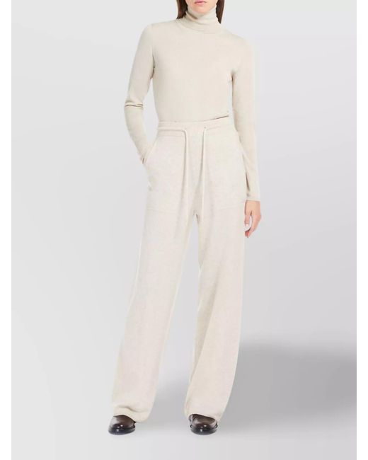 Max Mara White Cashmere Fine-Knit Turtleneck Sweater