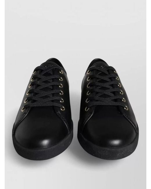 Dolce & Gabbana Black Leather Low Top Lace Up Sneakers Shoes