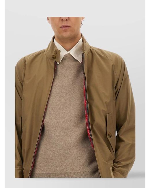 Baracuta Brown Cotton Blend Lightweight Zip Harrington Jacket for men
