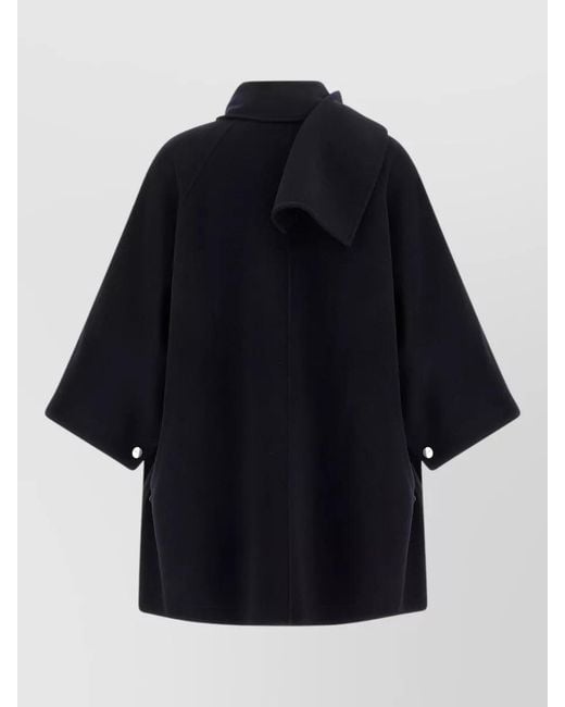 Pinko Blue Short Coat High Collar Loose Fit Pockets