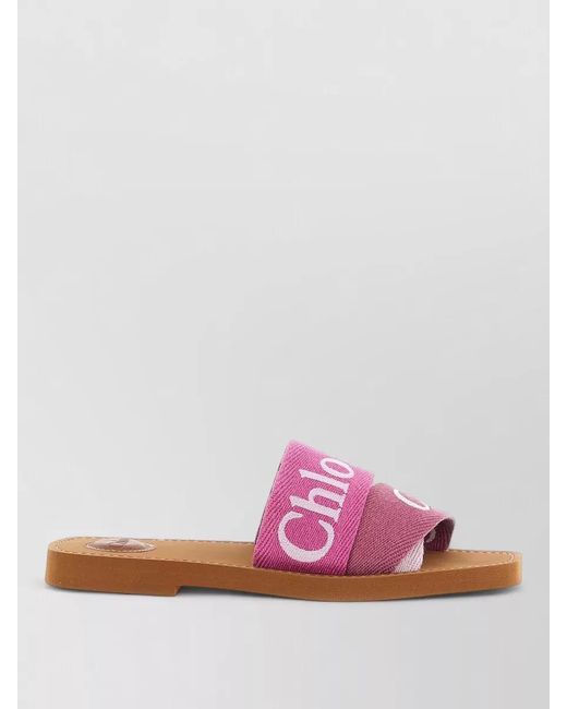 Chloé Pink Flat Sole Open Toe Leather Sandals