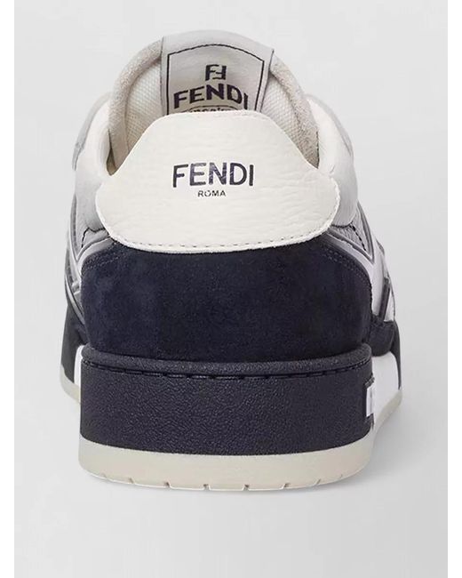 Fendi Blue Calf Leather Low-Top Sneakers for men