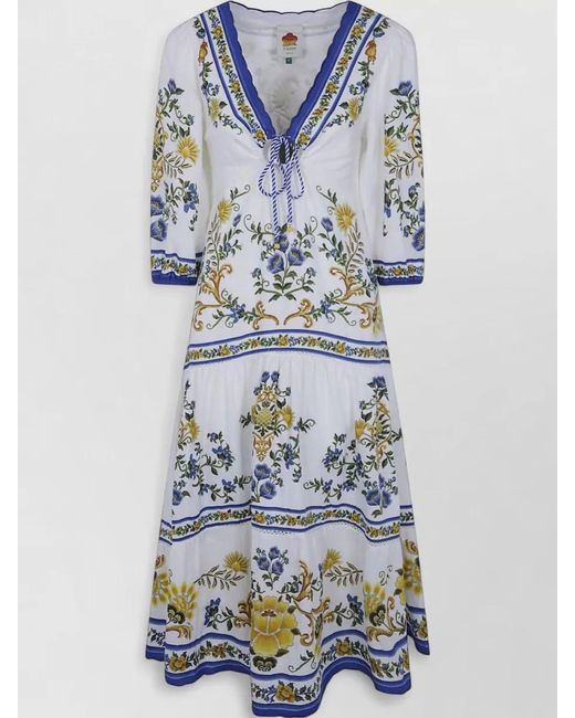 Farm Rio Blue Emily Floral Tapestry Maxi Dress