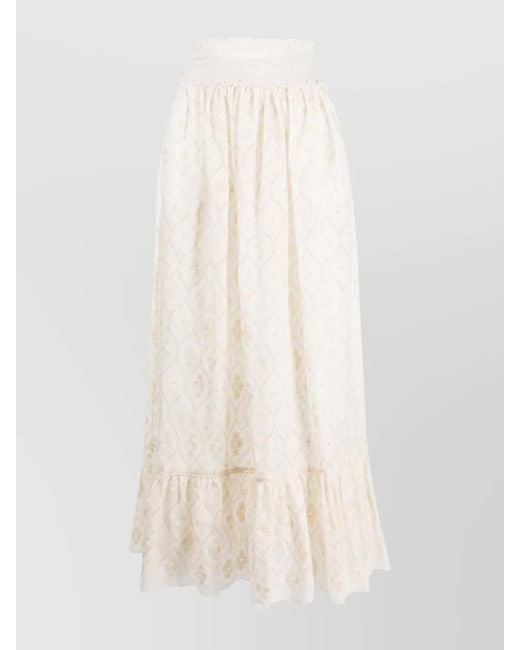 Gucci White Embroidered Calf-Length Skirt