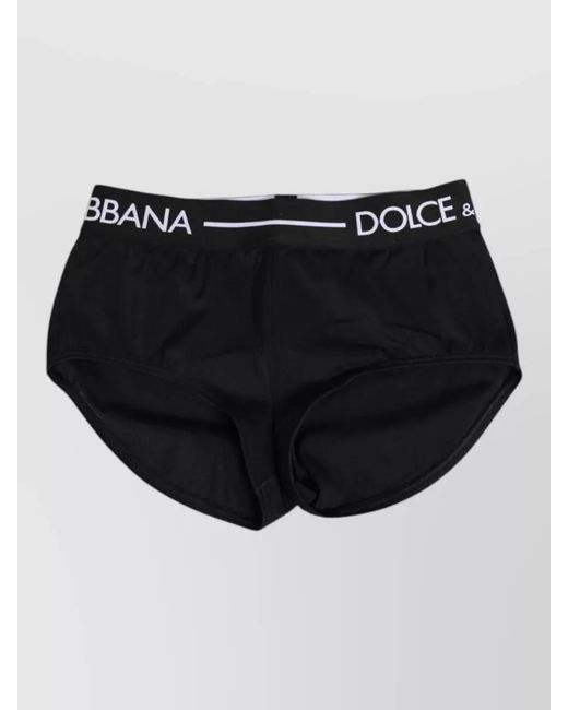 Dolce & Gabbana Black Nylon Logo Waistband Shorts Underwear