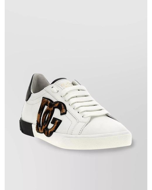 Dolce & Gabbana Metallic Leather Printed Low-Top Sneakers