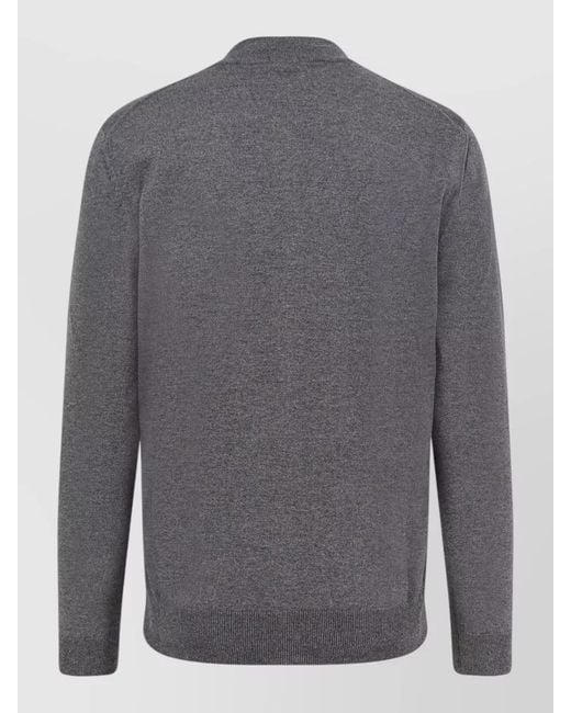 Boss Gray Virgin Wool Cardigan Long Sleeve Design for men