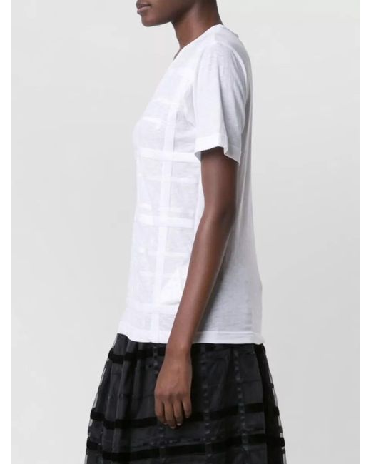 Comme des Garçons White Cotton T Shirt Ribbon Detail Round Neck