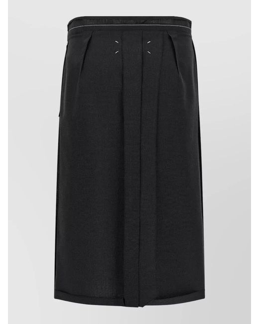 Maison Margiela Black High Waist Knee Length Pleated Skirt