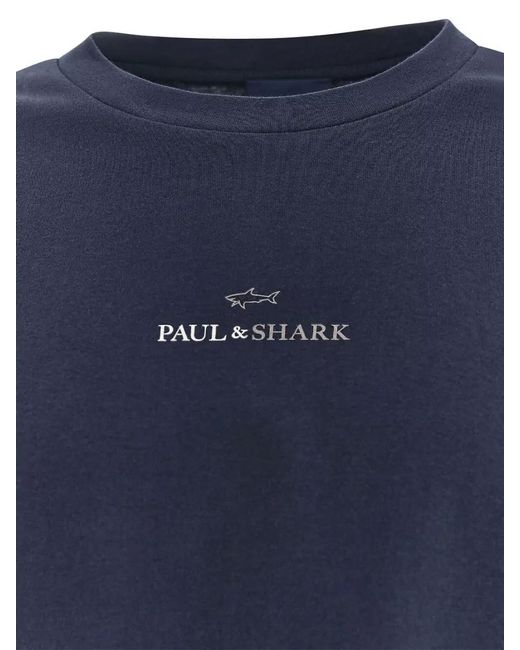 Paul & Shark Blue Logo Cotton Jersey Crew Neck T Shirt for men