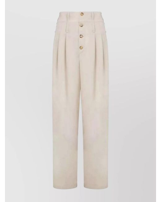 Moschino White High-Waisted Trousers With Decorative Buttons
