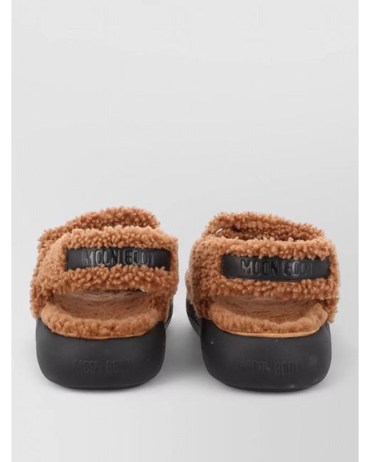 Moon Boot Brown Shearling Sandals for men