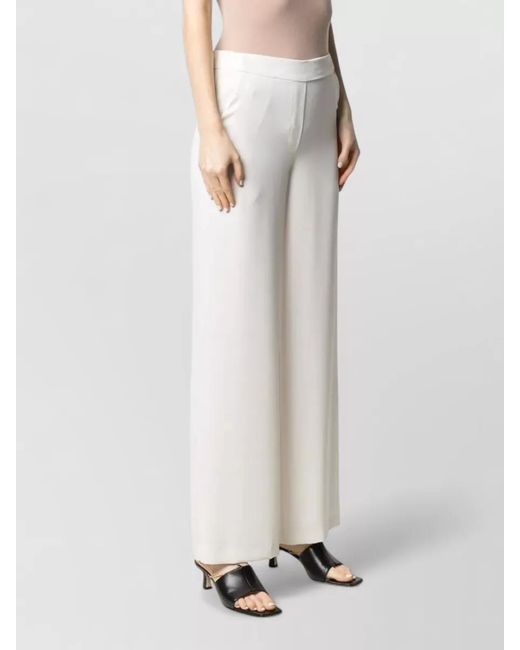 P.A.R.O.S.H. White High Rise Wide Leg Pants Elastic Waistband