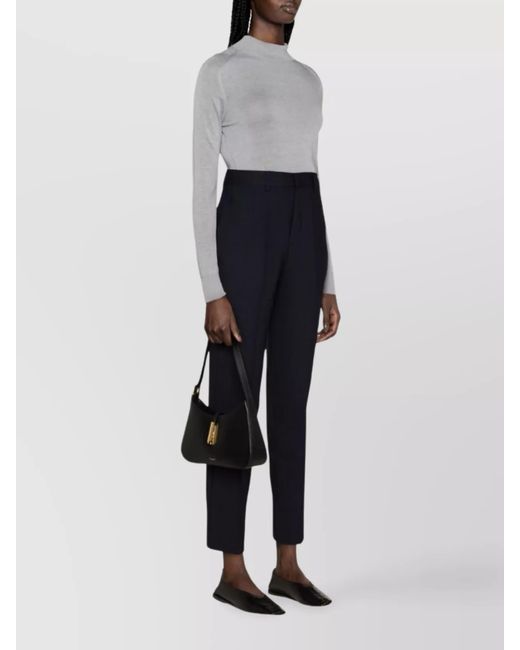 P.A.R.O.S.H. Blue Virgin Wool High-Rise Tailored Trousers