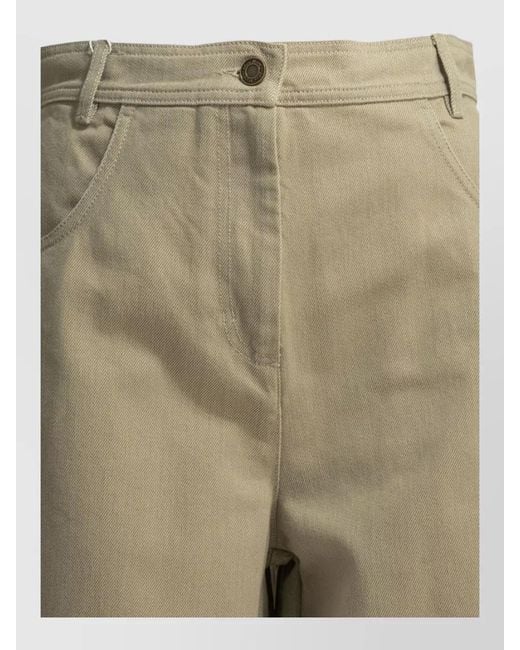 Max Mara Natural Wide Leg Trousers Belt Loops Pockets
