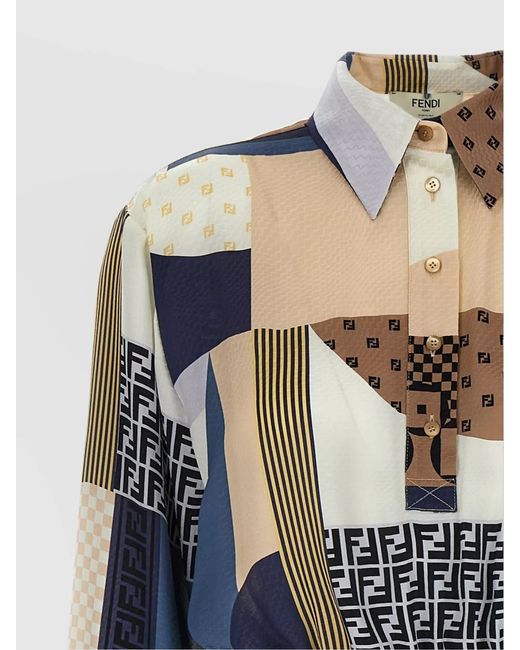Fendi Natural Silk Geometric-Print Belted Midi Dress