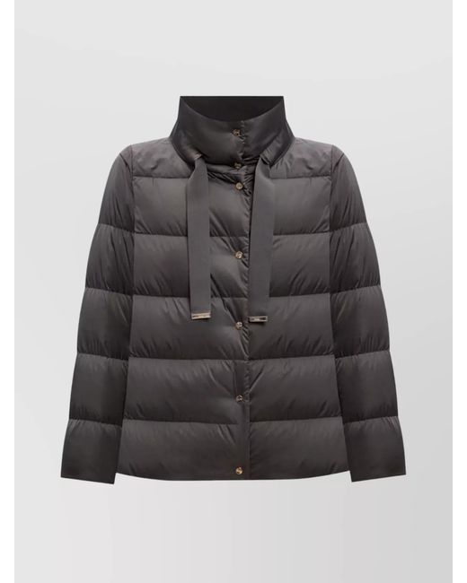 Herno Black Luxe Satin Padded Jacket With High Collar