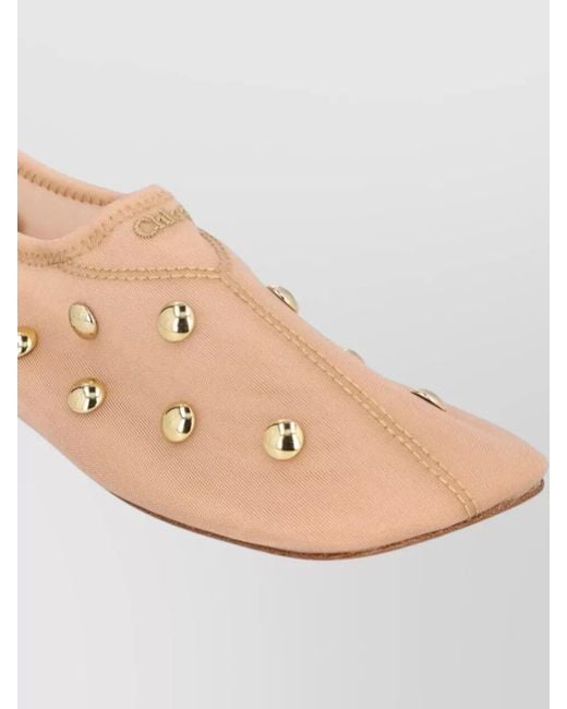 Chloé Pink Mesh Studded Ballerina Shoes