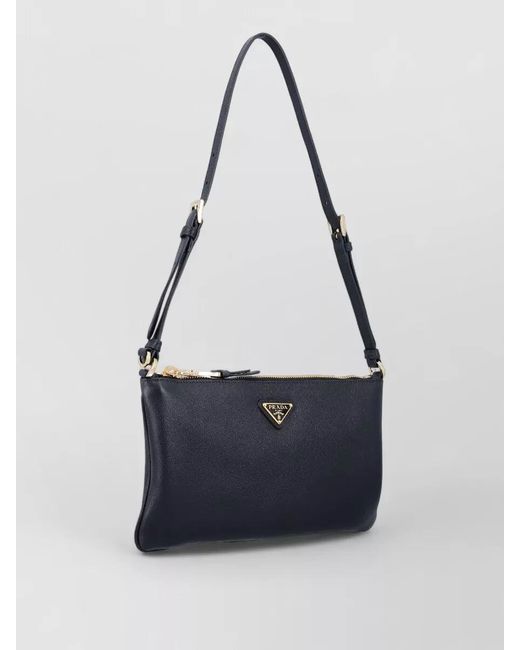 Prada Blue Cleo Calf Leather Shoulder Bag