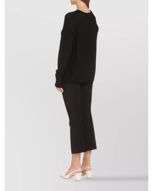 Etro Black Cashmere Cable-Knit Crew-Neck Sweater