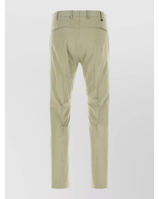 PT Torino Green Stretch Cotton Trousers Slim Cut Belt Loops for men