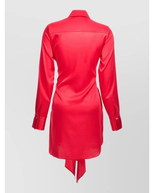 Le twins Red Cervia Dress Asymmetric Hem Front Tie