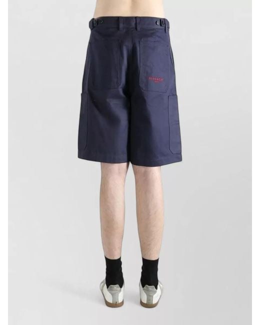 Givenchy Blue Tailored Shorts Belt Loops Multiple Pockets for men