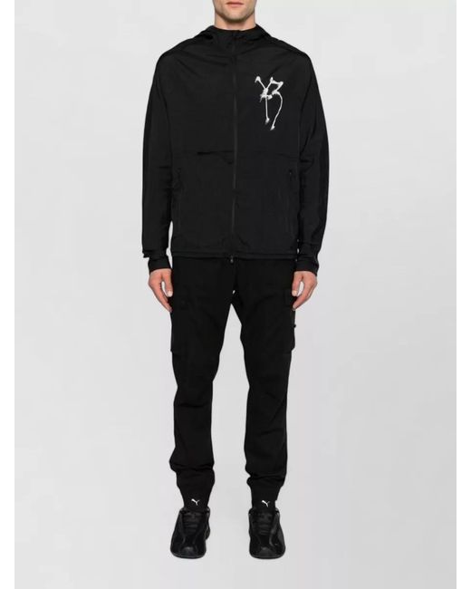 Y-3 Black Printed Padded Jacket for men