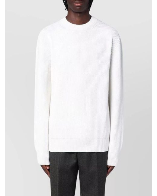 ZEGNA Men's White Crew Neck Cashmere Sweater