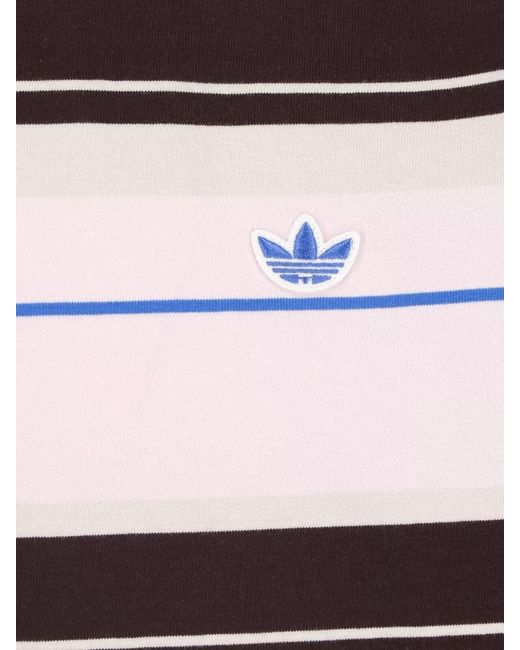 Adidas White Crew Neck Shirt Short Sleeves Stripes for men