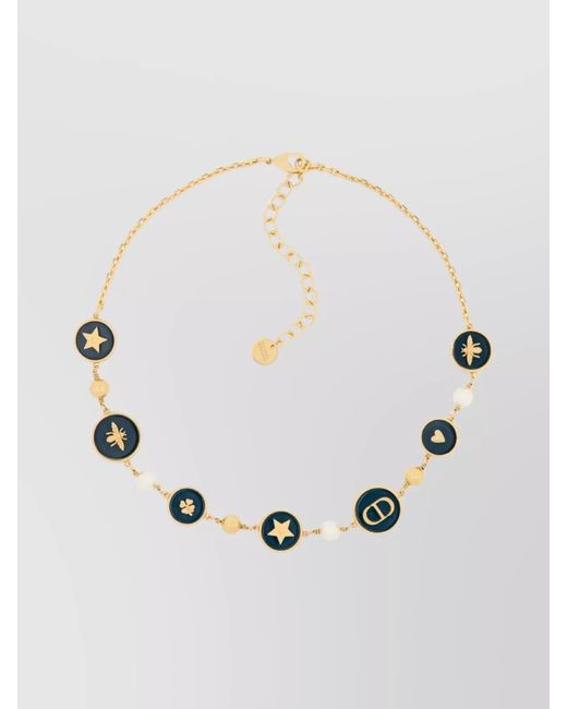 Dior Natural Adjustable Charm Necklace Pearl Accents