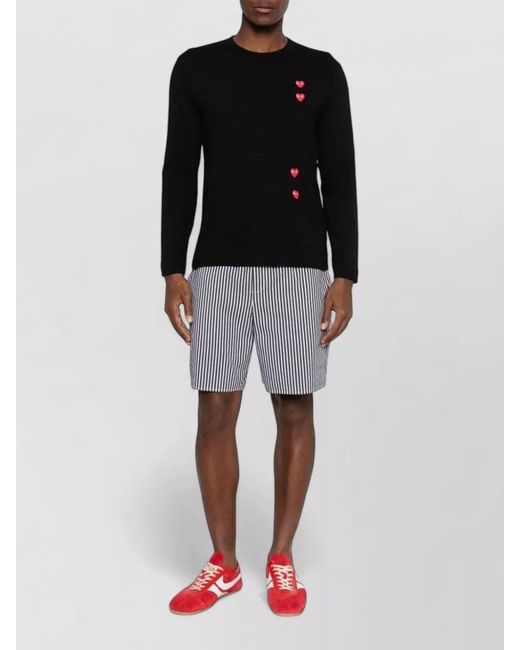 Comme des Garçons Black Long Sleeve Cotton Crew Neck Heart Motif for men