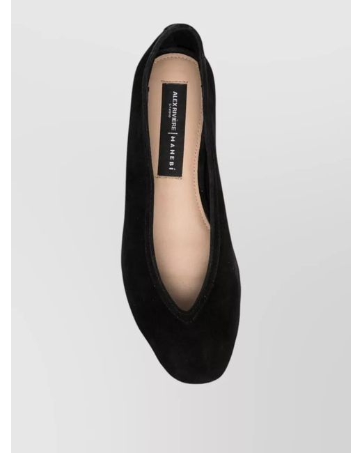 Manebí Black Suede Ballet Flats Round Toe Design