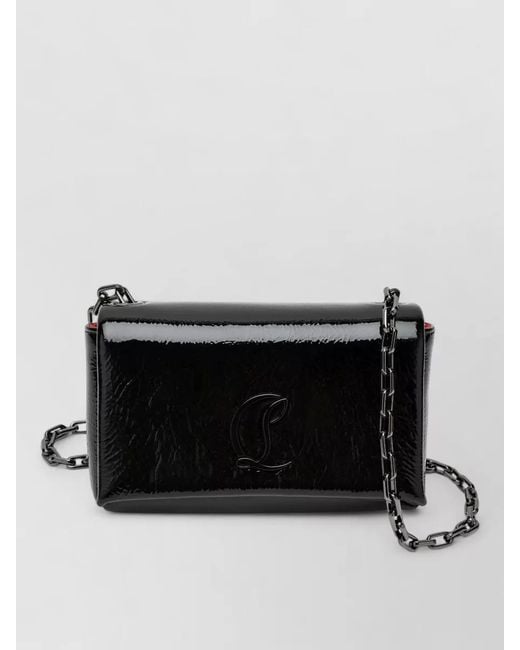 Christian Louboutin Black Chain Strap Patent Finish Crossbody Bag