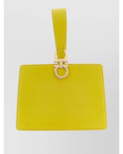 Ferragamo Yellow Mini Tote Bag Structured Shape Top Handle