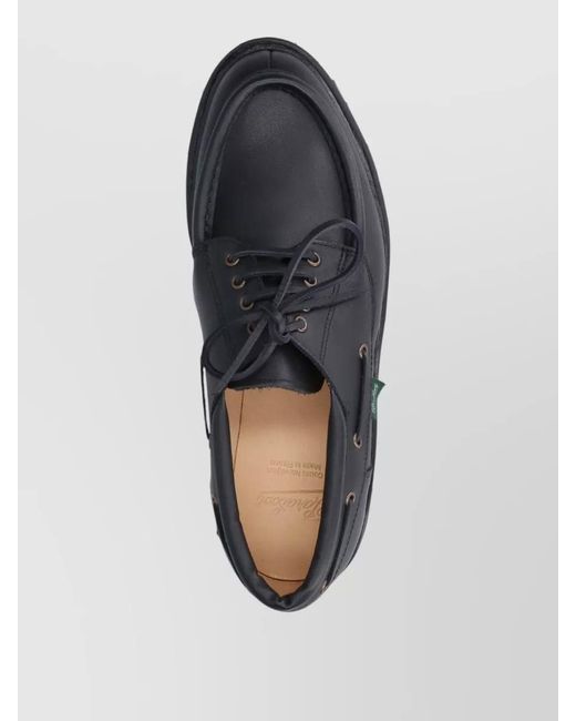 Paraboot Black Boat Shoes Lace Design Eyelet Lug Sole for men